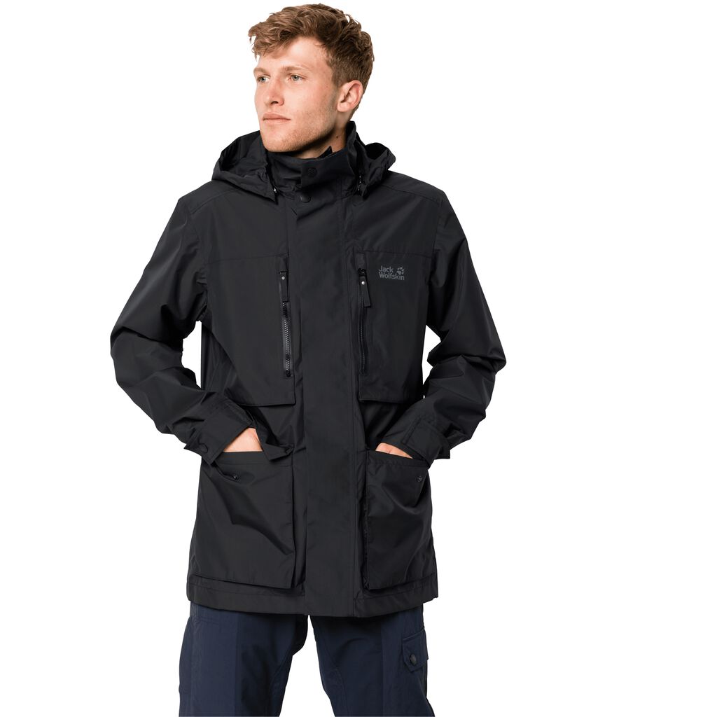 Jack Wolfskin FIELD PORT αδιάβροχο μπουφάν ανδρικα μαυρα | GR6238363